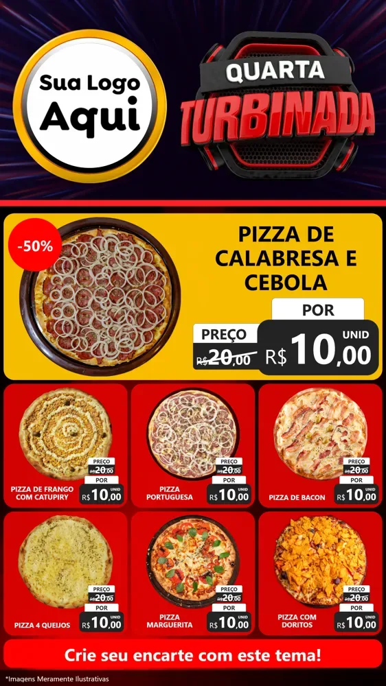 Modelo de Rede Social para Stories com o tema Quarta Turbinada para Pizzaria