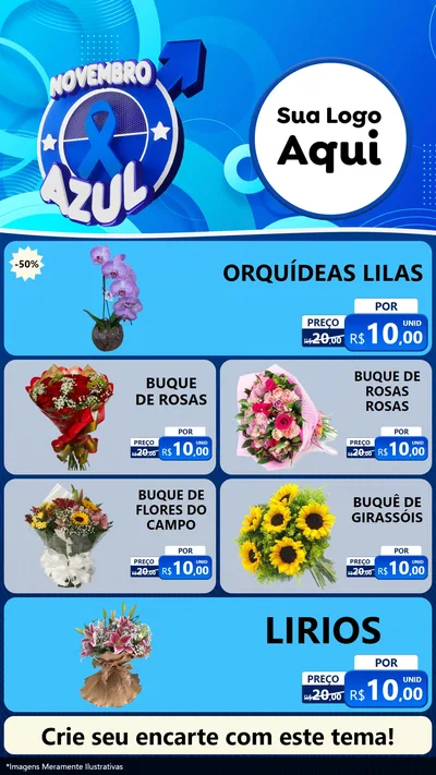 Modelo de TV para TV Vertical com o tema Novembro Azul para Floricultura e jardim
