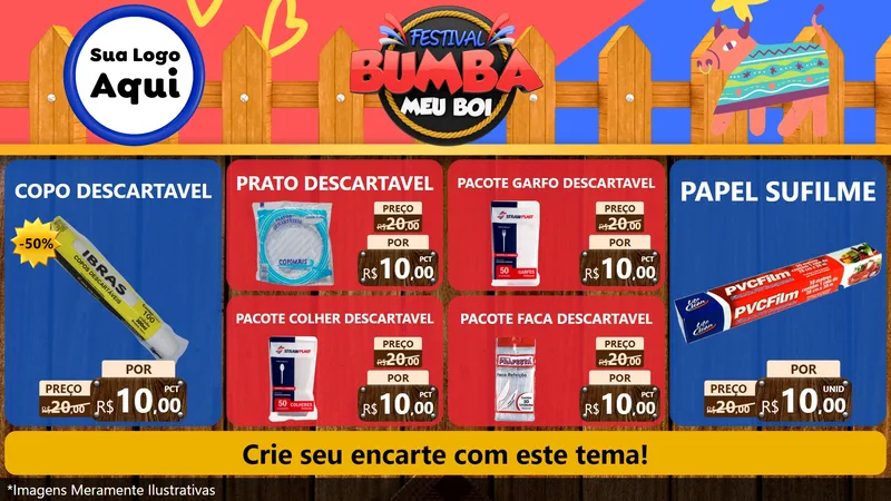 Modelo de TV para TV Horizontal com o tema Festival Bumba Meu Boi para Embalagens