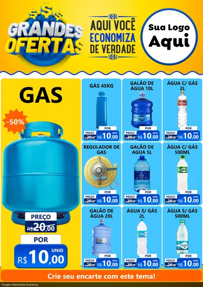 Modelo de Encarte para Encarte A4 Vertical com o tema Grandes Ofertas para Água e gás
