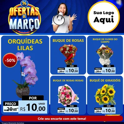 Modelo de Rede Social para Feed Facebook com o tema Ofertas de Março para Floricultura e jardim