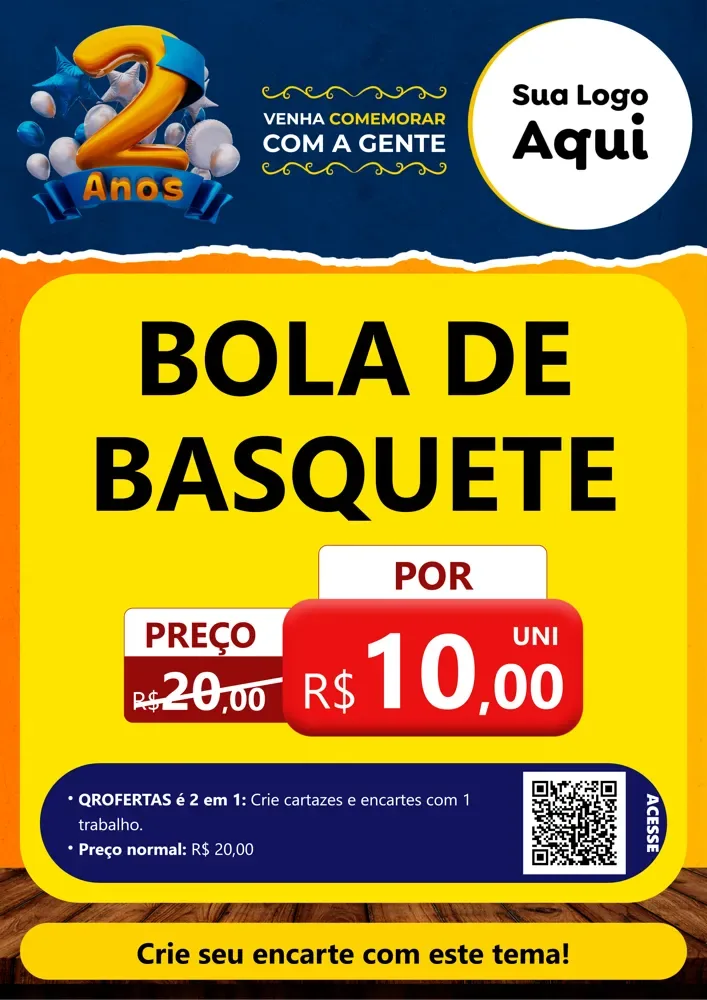 Modelo de Cartaz para Cartaz A4 Vertical com o tema Aniversário de 2 anos para Artigos Esportivos