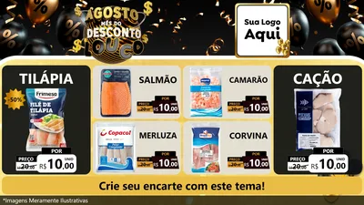 Modelo de TV para TV Horizontal com o tema Agosto Mês do Desconto Louco para Peixaria