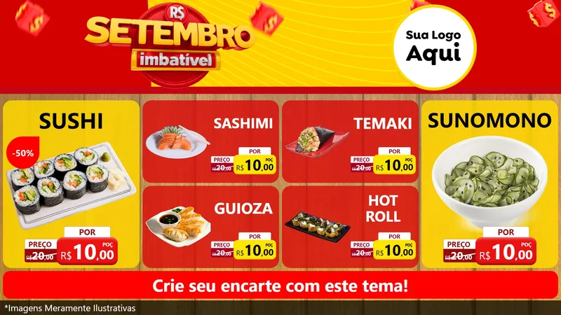 Modelo de TV para TV Horizontal com o tema Setembro Imbatível para Comida japonesa