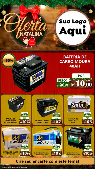 Modelo de Rede Social para Stories com o tema Ofertas Natalina para Baterias Elétricas