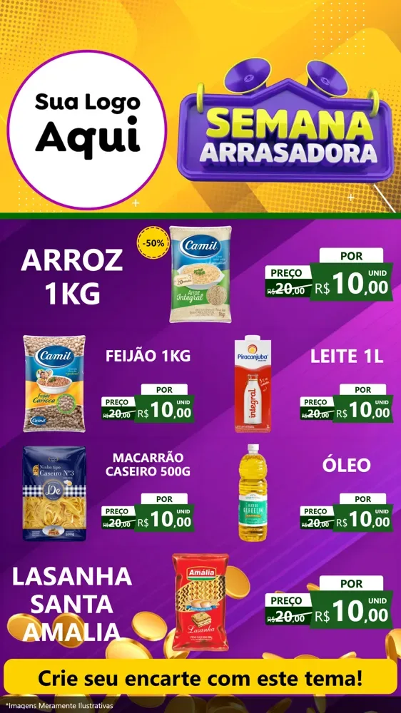 Modelo de TV para TV Vertical com o tema Semana Arrasadora para Supermercado