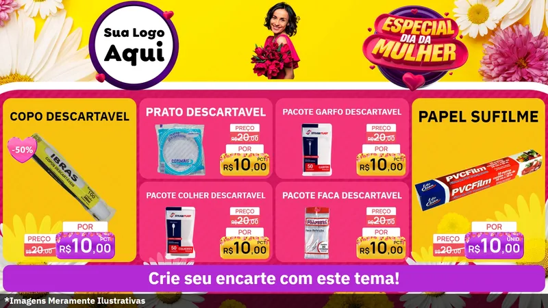 Modelo de TV para TV Horizontal com o tema Especial Dia da Mulher para Embalagens