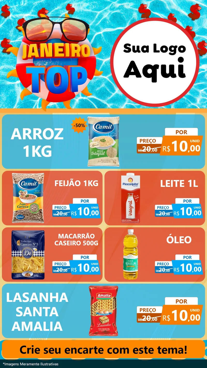 Modelo de TV para TV Vertical com o tema Janeiro Top para Supermercado