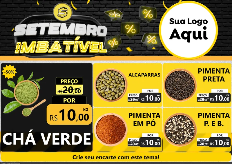 Modelo de Encarte para Encarte A4 Horizontal com o tema Setembro Imbatível para Produtos Naturais