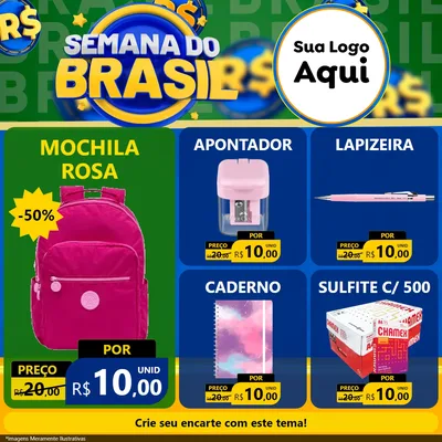 Modelo de Rede Social para Feed Facebook com o tema Semana Do Brasil para Papelaria