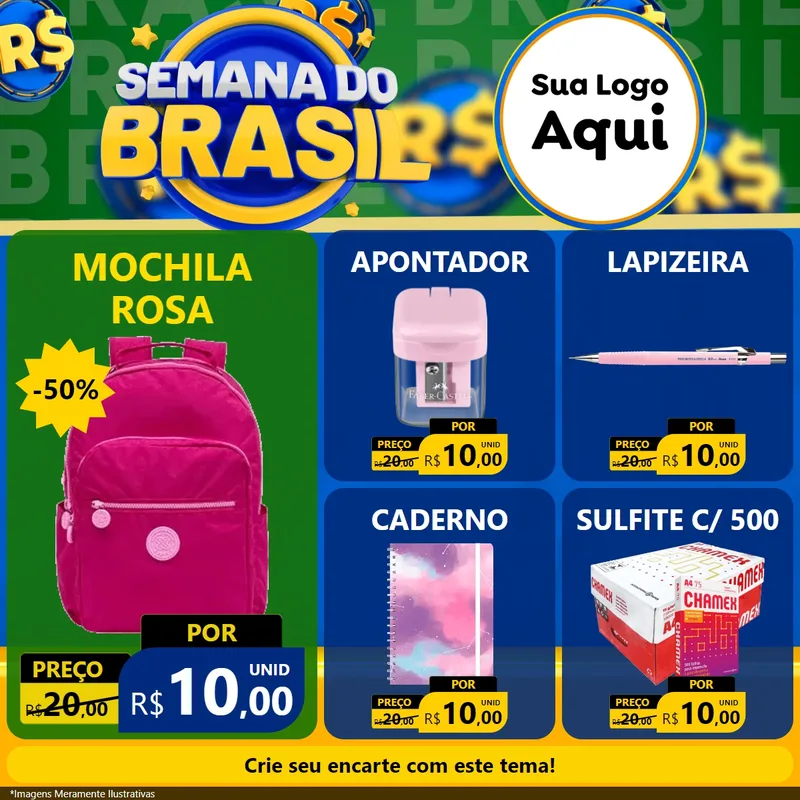 Modelo de Rede Social para Feed Facebook com o tema Semana Do Brasil para Papelaria