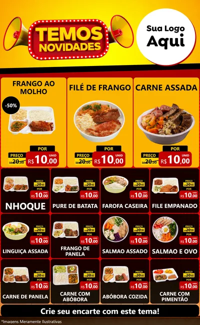 Modelo de Encarte para Encarte Grande com o tema Temos Novidades para Restaurante