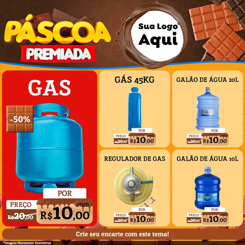 Modelo de Rede Social para Feed Facebook com o tema Páscoa Premiada para Água e gás