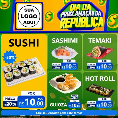 Modelo de Rede Social para Feed Facebook com o tema Dia Da Proclamação da República para Comida japonesa