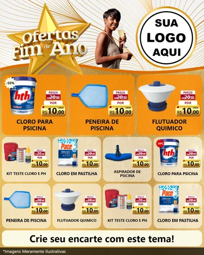 Modelo de Rede Social para Feed Instagram com o tema Ofertas Fim de Ano para Produtos para Piscina