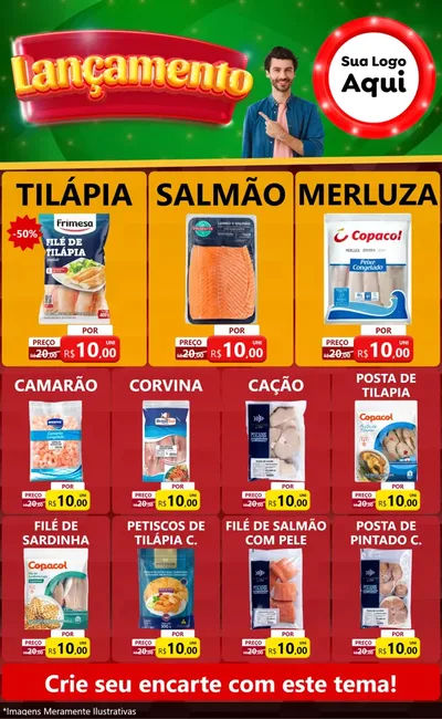 Modelo de Encarte para Encarte Grande com o tema Lançamento para Peixaria