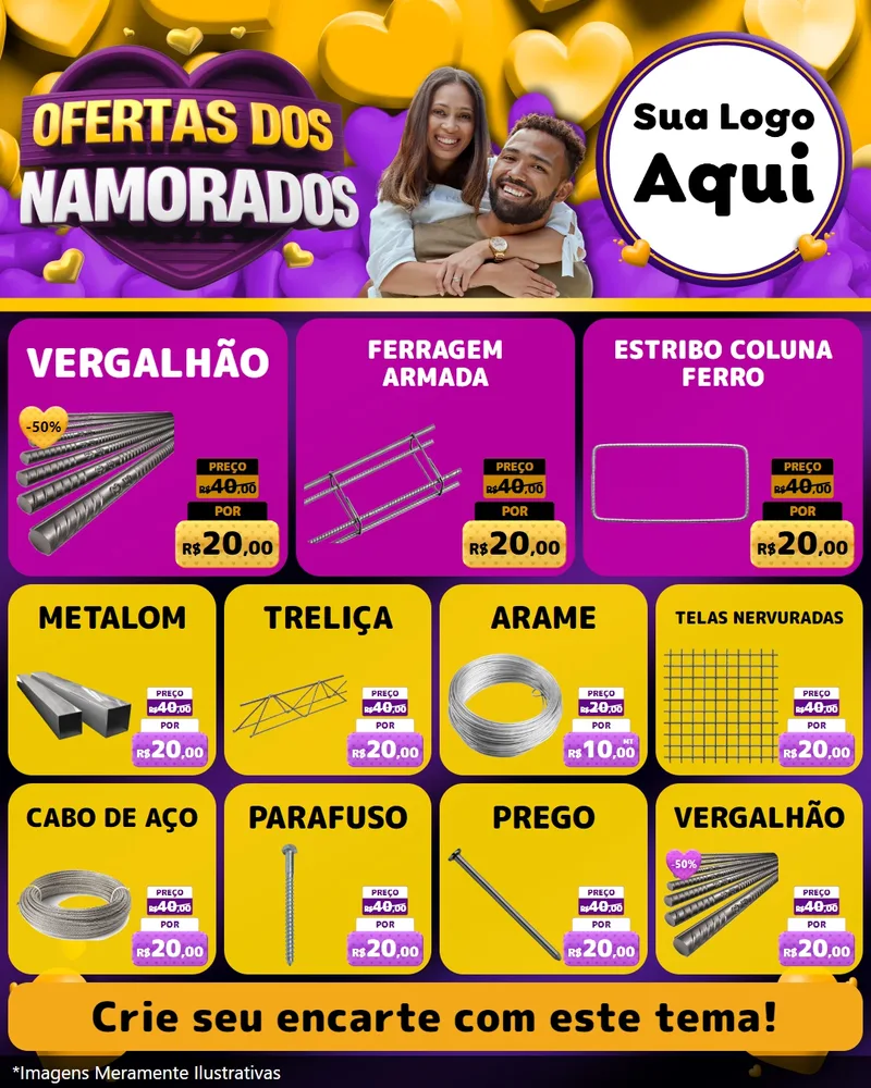 Modelo de Rede Social para Feed Instagram com o tema Oferta Dos Namorados para Ferragens