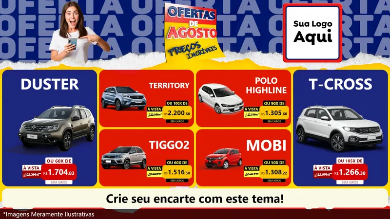 Modelo de TV para TV Horizontal com o tema Ofertas de Agosto - Preços Incríveis para Concessionaria de Carros