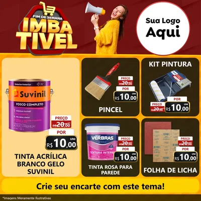 Modelo de Rede Social para Feed Facebook com o tema Fim de Semana Imbatível para Tintas e Ferramentas