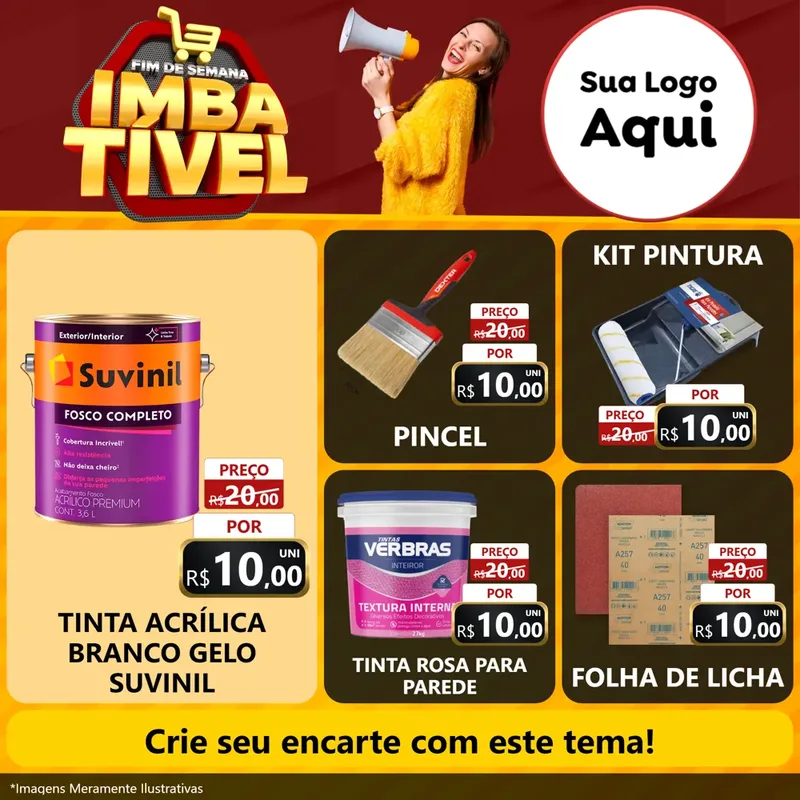 Modelo de Rede Social para Feed Facebook com o tema Fim de Semana Imbatível para Tintas e Ferramentas