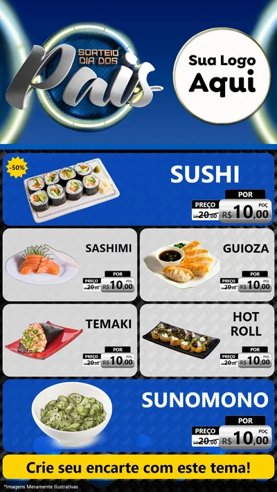 Modelo de TV para TV Vertical com o tema Sorteio Dia Dos Pais para Comida japonesa