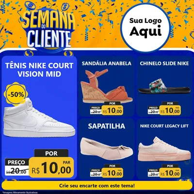 Modelo de Rede Social para Feed Facebook com o tema Semana do Cliente para Calçados