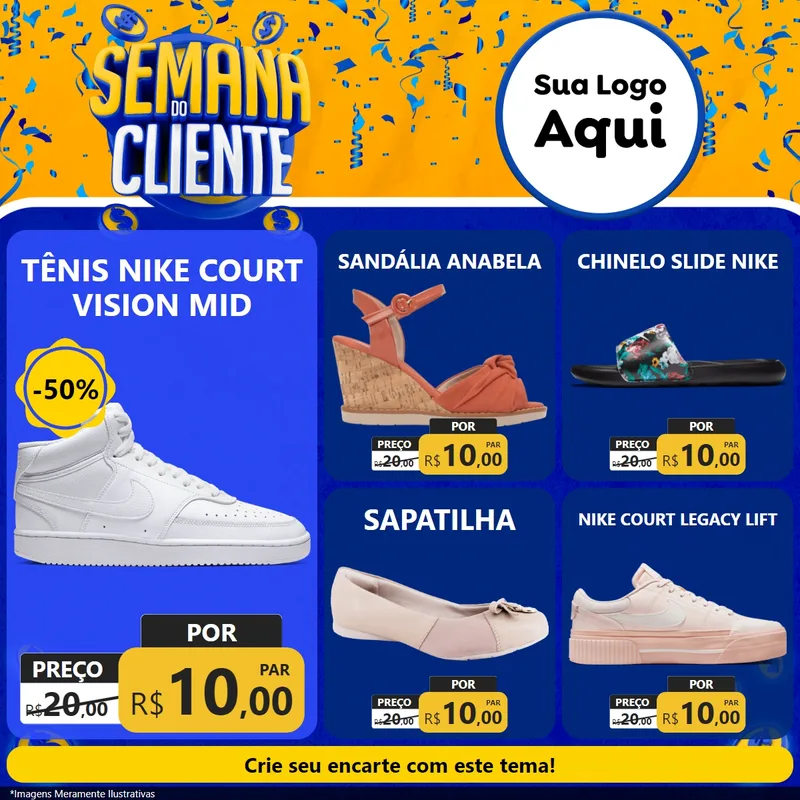 Modelo de Rede Social para Feed Facebook com o tema Semana do Cliente para Calçados