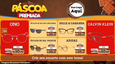 Modelo de TV para TV Horizontal com o tema Páscoa Premiada para Óticas