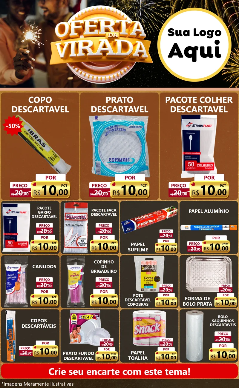 Modelo de Encarte para Encarte Grande com o tema Oferta da Virada para Embalagens