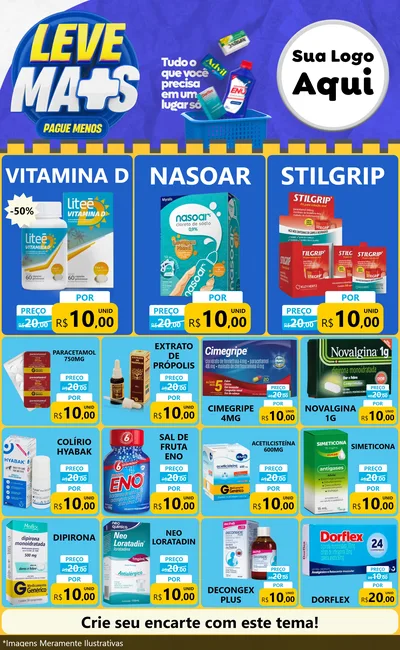 Modelo de Encarte para Encarte Grande com o tema Leve Mais Pague Menos - Farmácia para Farmácia