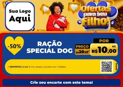 Modelo de Cartaz para Cartaz A4 Horizontal com o tema Ofertas Para Seu Filho! para Pet Shop