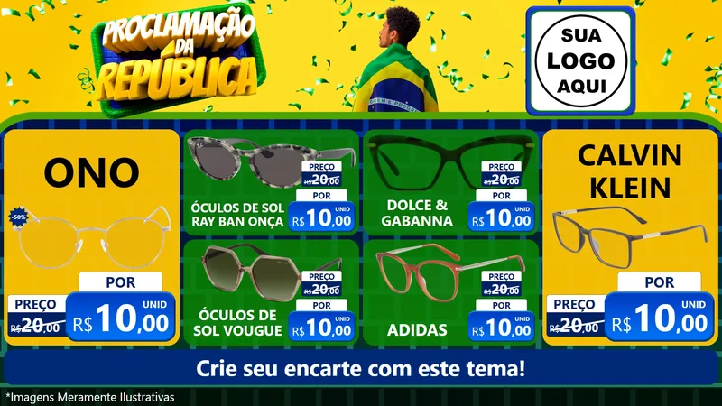 Modelo de TV para TV Horizontal com o tema Proclamação da República para Óticas