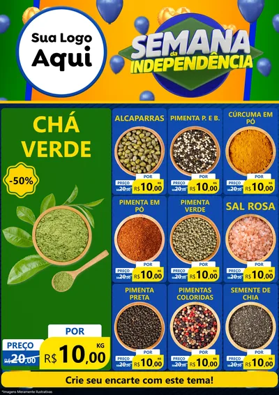 Modelo de Encarte para Encarte A4 Vertical com o tema Semana da Independência para Produtos Naturais