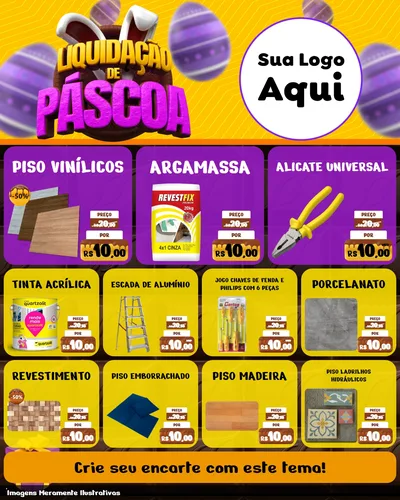 Modelo de Rede Social para Feed Instagram com o tema Liquidação de Páscoa para Material para Construção