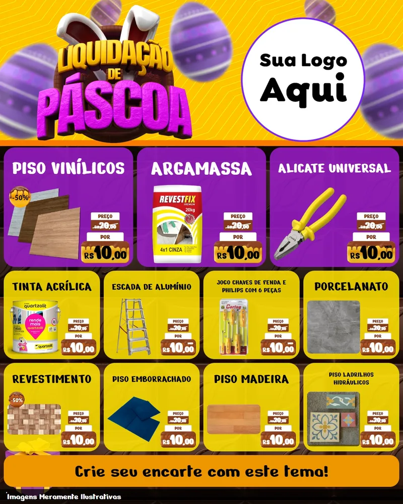 Modelo de Rede Social para Feed Instagram com o tema Liquidação de Páscoa para Material para Construção