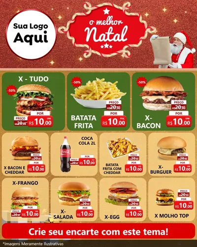 Modelo de Rede Social para Feed Instagram com o tema O Melhor Natal para Hamburgueria