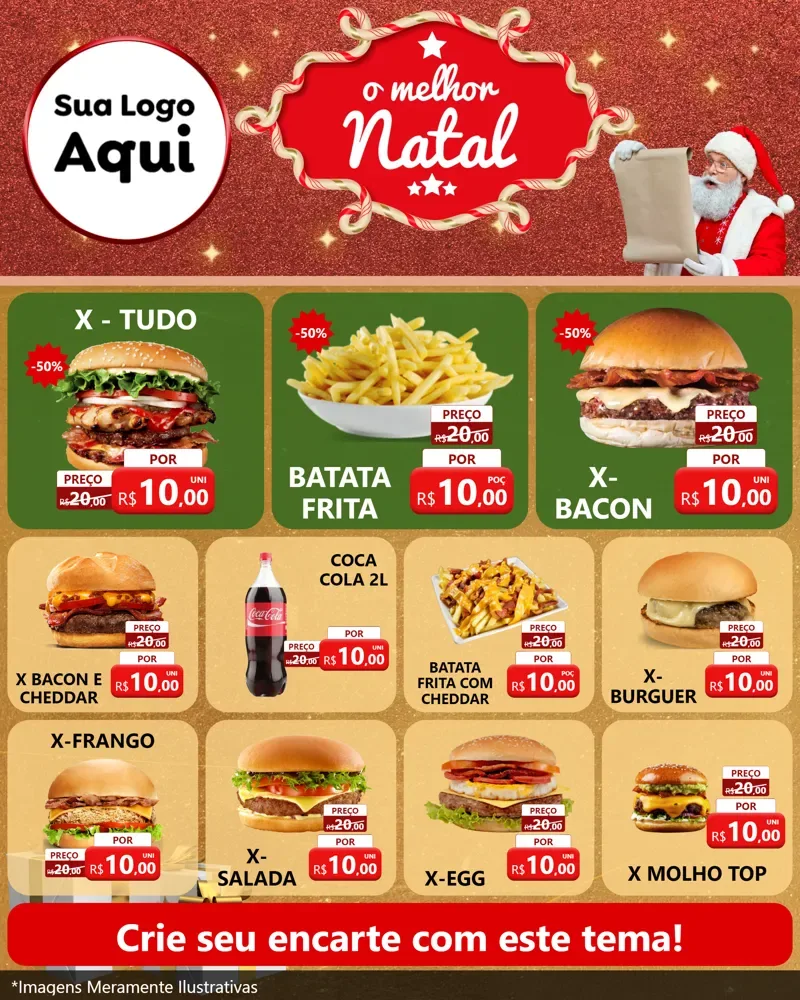 Modelo de Rede Social para Feed Instagram com o tema O Melhor Natal para Hamburgueria