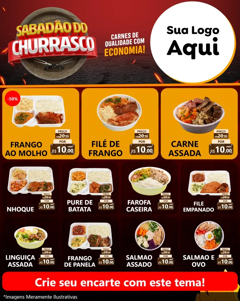 Modelo de Rede Social para Feed Instagram com o tema Sabadão Do Churrasco para Restaurante