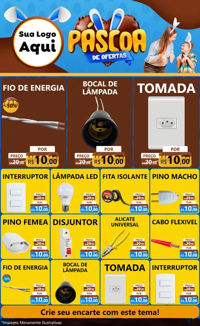 Modelo de Encarte para Encarte Grande com o tema Páscoa de Ofertas para Materiais Elétricos