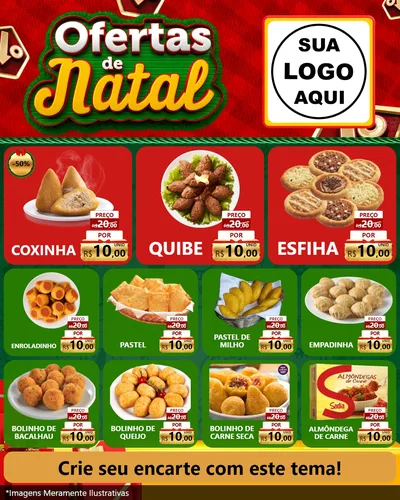 Modelo de Rede Social para Feed Instagram com o tema Ofertas de Natal para Salgadaria
