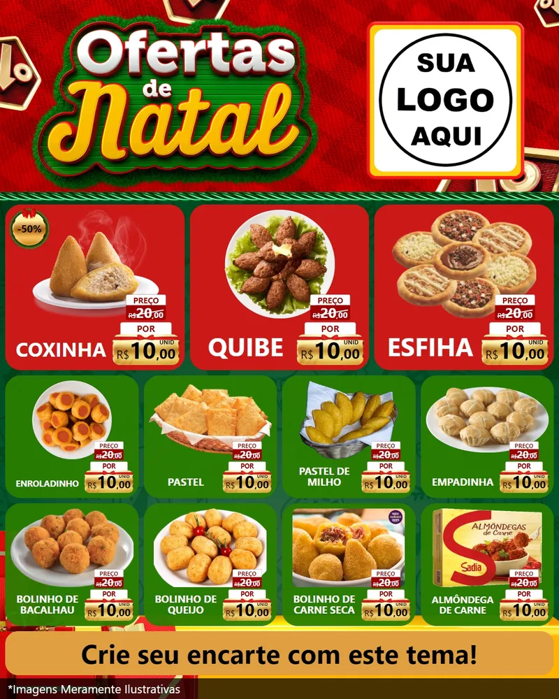 Modelo de Rede Social para Feed Instagram com o tema Ofertas de Natal para Salgadaria