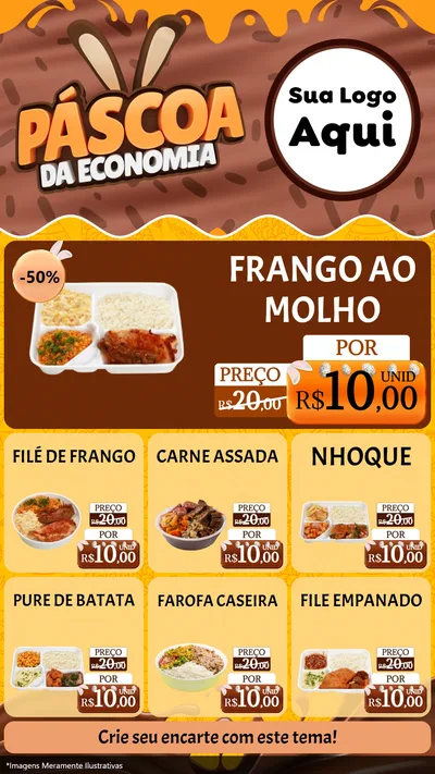 Modelo de Rede Social para Stories com o tema Páscoa da Economia para Restaurante