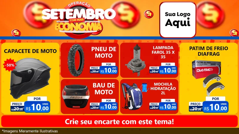 Modelo de TV para TV Horizontal com o tema Operação Setembro Com Muita Economia para Moto peças