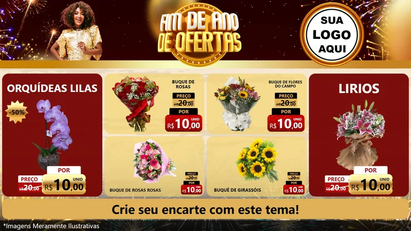 Modelo de TV para TV Horizontal com o tema Fim de Ano de Ofertas para Floricultura e jardim