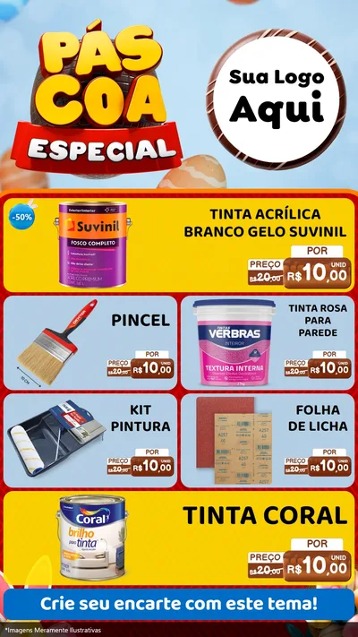Modelo de TV para TV Vertical com o tema Páscoa Especial para Tintas e Ferramentas