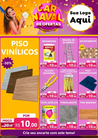 Modelo de Encarte para Encarte A4 Vertical com o tema Carnaval de Ofertas para Material para Construção
