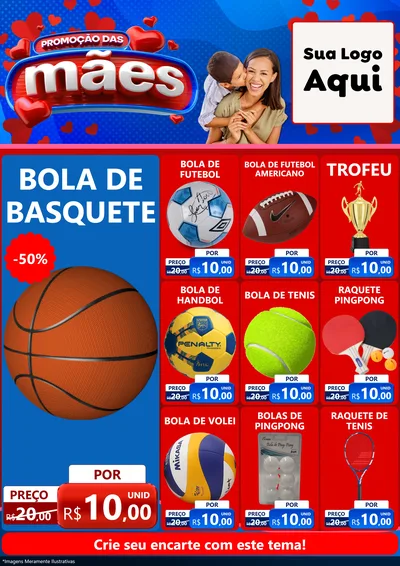Modelo de Encarte para Encarte A4 Vertical com o tema Promoção das Mães para Artigos Esportivos