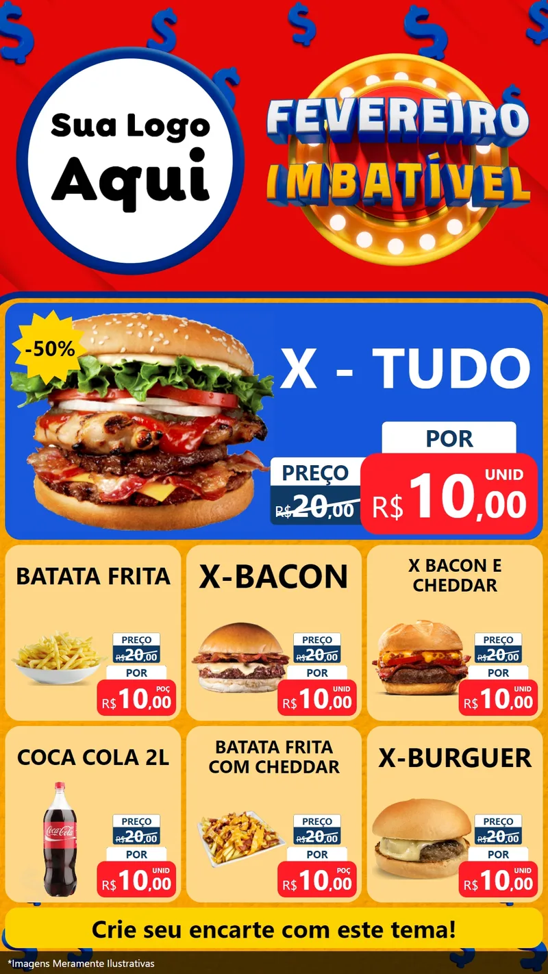 Modelo de Rede Social para Stories com o tema Fevereiro Imbatível para Hamburgueria