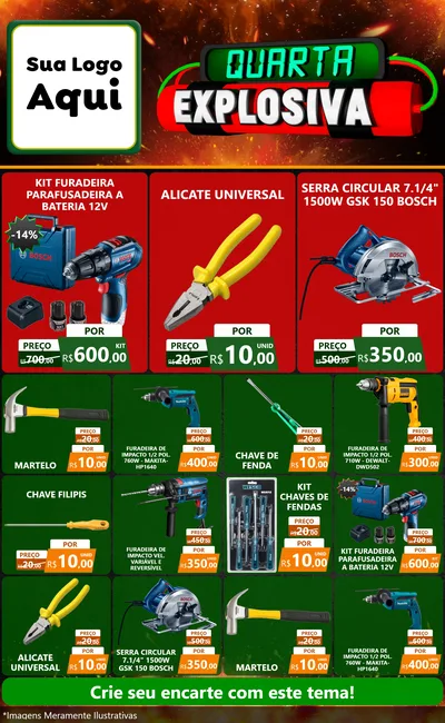 Modelo de Encarte para Encarte Grande com o tema Quarta Explosiva para Maquinas e Ferramentas