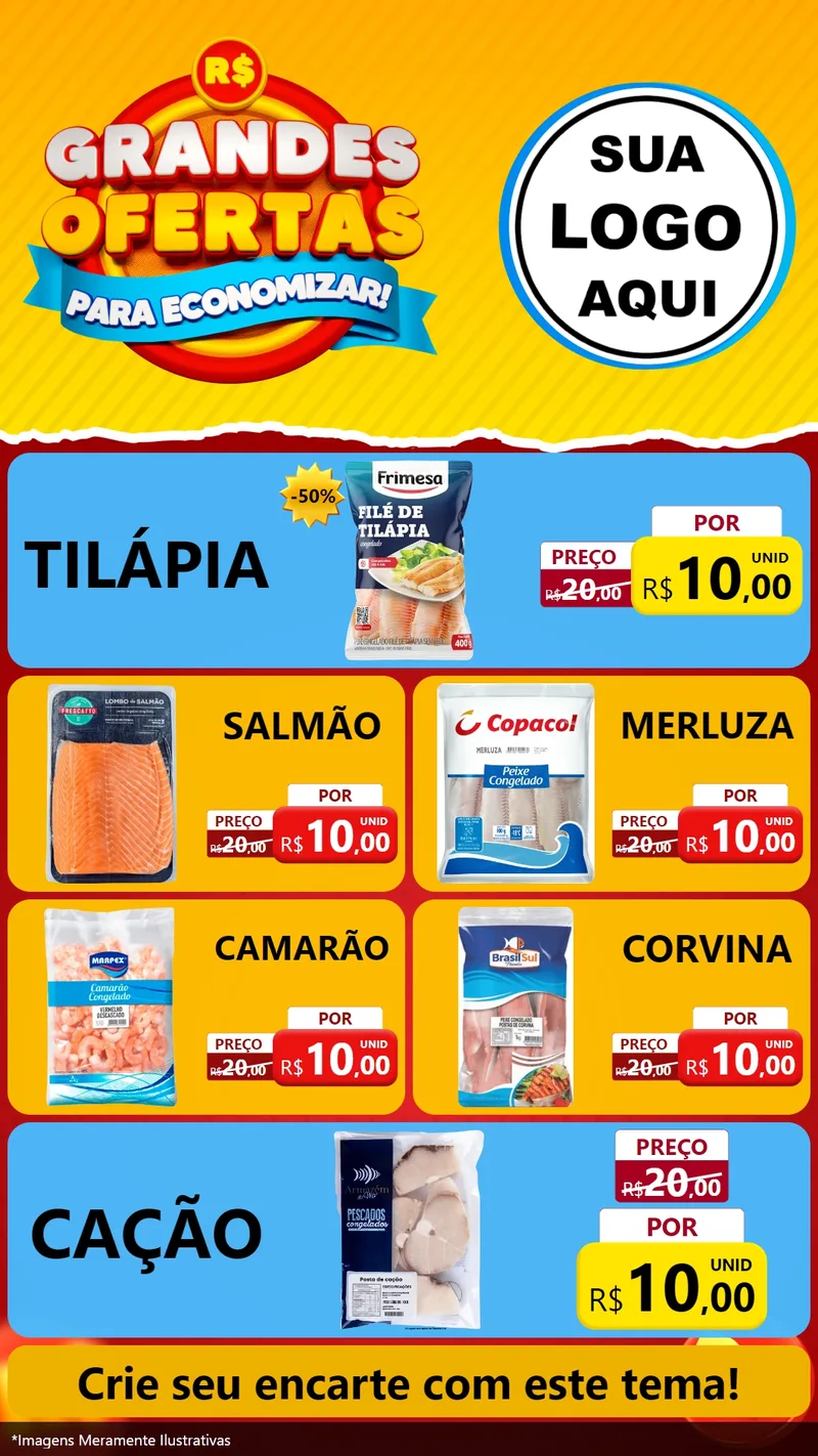 Modelo de TV para TV Vertical com o tema Grandes Ofertas Para Economizar! para Peixaria